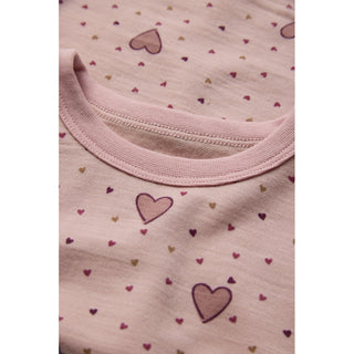 Merinowolle-Bambus Langarm-Shirt Abba Hearts Puff Dusty Rose von Hust & Claire