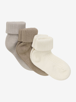 Baumwolle Babysocken 3er Pack Beige-Braun von Minymo