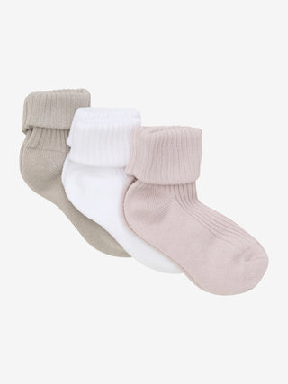 Baumwolle Babysocken 3er Pack Rosa-Beige und Weiss von Minymo