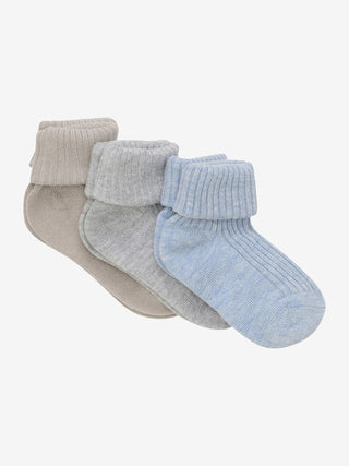 Baumwolle Babysocken 3er Pack Grau-Beige und Hellblau von Minymo