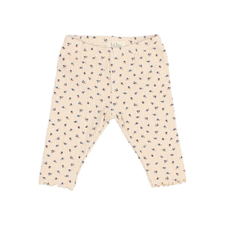 Ripp Baby-Leggings Ivory mit Blumenmuster von Búho Barcelona