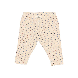 Ripp Baby-Leggings Ivory mit Blumenmuster von Búho Barcelona