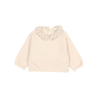 Baby-Pullover Ivory mit Blumenkragen von Búho Barcelona