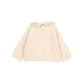 Baby-Pullover Ivory mit Blumenkragen von Búho Barcelona