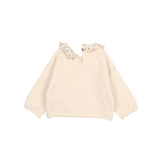 Baby-Pullover Ivory mit Blumenkragen von Búho Barcelona