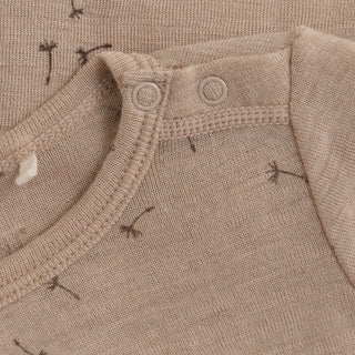 Wolle & Seide Body Light Taupe mit Pusteblumenprint von Fixoni