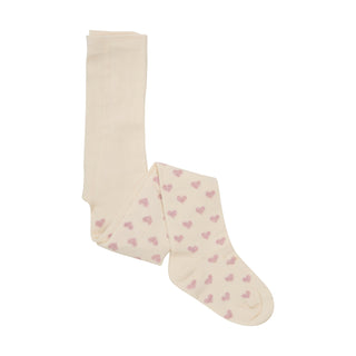 Strumpfhose 2er Set Beige-Lila mit Herz von Minymo
