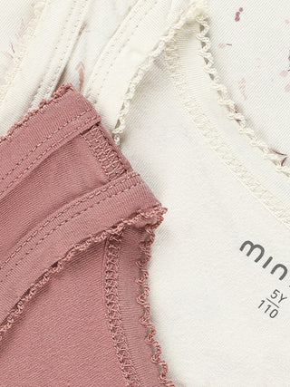 Bambus Unterhemd 2er Set Uni Weinrot und Beige mit Blumenprint von Minymo