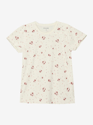 Bambus Kurzarm Pyjama Set Peach Whip mit Blumenprint von Minymo