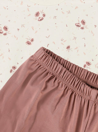 Bambus Kurzarm Pyjama Set Peach Whip mit Blumenprint von Minymo