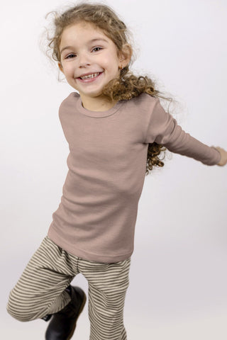 Wolle-Seide Kinder-Shirt Langarm Altrosa von Engel Natur