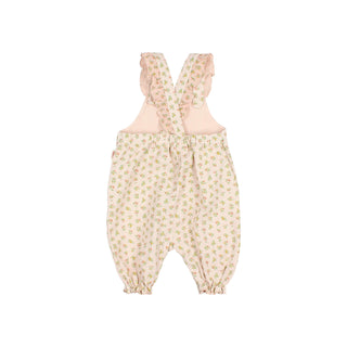 Baby Latzhose Cream Pink mit Blumenmuster von Búho Barcelona