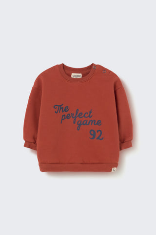 Baby Fleece Pullover Brais Ginger Braun mit Print von Cozmo