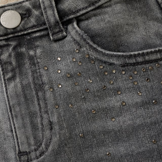Jeansrock schwarz verwaschen mit Glitzersteinen von Creamie