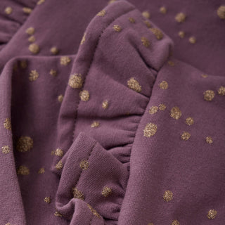 Baumwollpullover Violett mit Glitzerpunkten von Creamie