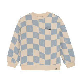 Sweater Ashley Blue Beige-Blau kariert von Daily7Kids