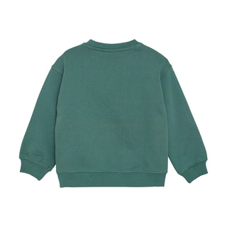 Sweater Grün mit weissem Print auf der Brust von Daily7Kids