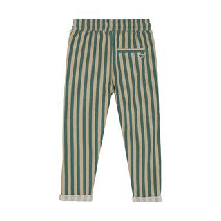 Lange Baumwollhose Grün-Beige gestreift von Daily7Kids