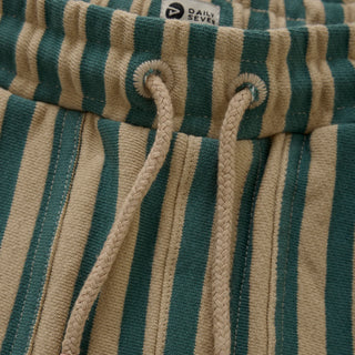 Lange Baumwollhose Grün-Beige gestreift von Daily7Kids
