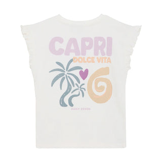 T-Shirt Weiss Capri mit Palmenprint von Daily7Kids