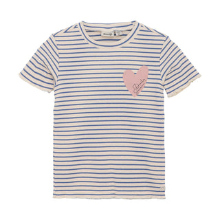 T-Shirt Blau-Beige gestreift von Daily7Kids