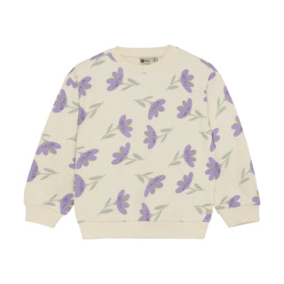 PULLOVER BEIGE MIT VIOLETTEM BLUMENMUSTER VON DAILY7KIDS