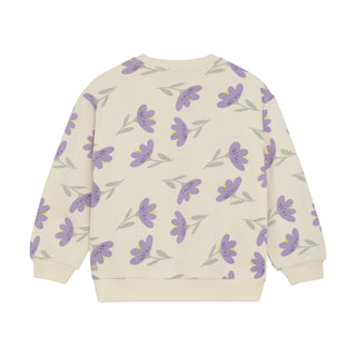 PULLOVER BEIGE MIT VIOLETTEM BLUMENMUSTER VON DAILY7KIDS