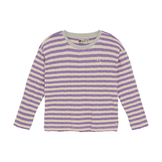 LANGARMSHIRT VIOLETT-BEIGE MIT LOCHMUSTER VON DAILY7KIDS