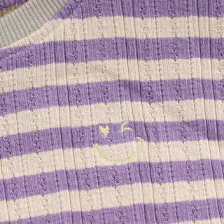 LANGARMSHIRT VIOLETT-BEIGE MIT LOCHMUSTER VON DAILY7KIDS