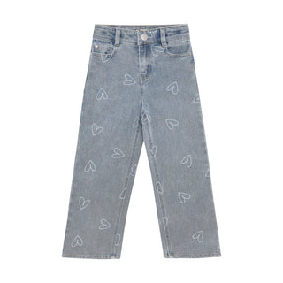 JEANS BLAU WIDE FIT MIT HERZPRINT VON DAILY7KIDS