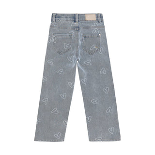 JEANS BLAU WIDE FIT MIT HERZPRINT VON DAILY7KIDS