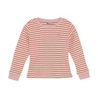 LANGARMSHIRT ROT-BEIGE MIT LOCHMUSTER VON DAILY7KIDS