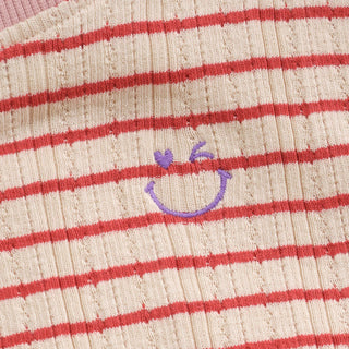 LANGARMSHIRT ROT-BEIGE MIT LOCHMUSTER VON DAILY7KIDS