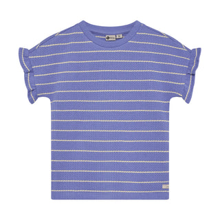 Baumwolle T-Shirt Blau mit gelben Streifen von Daily7Kids