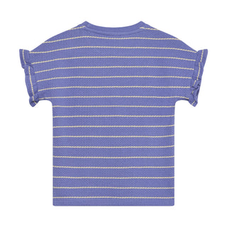 Baumwolle T-Shirt Blau mit gelben Streifen von Daily7Kids