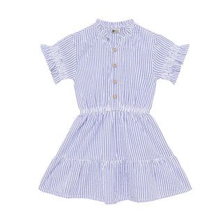 Baumwoll Kleid Lolite Blau-Weiss gestreift von Daily7Kids
