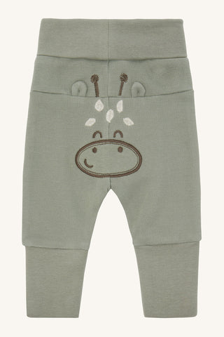 Baumwollhose Khaki für Babys mit Giraffenmotiv auf dem Hintern von Hust & Claire