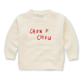 Pullover beige mit roter Chou Chou Stickerei von Sproet & Sprout