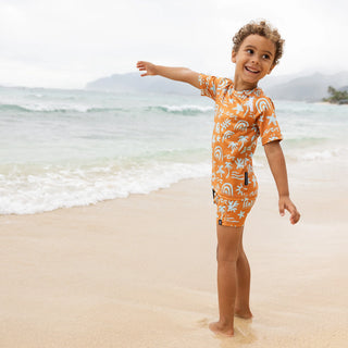 UV Badeshirt kurzarm Tropical Vibes Gold-Blue von Beach & Bandits