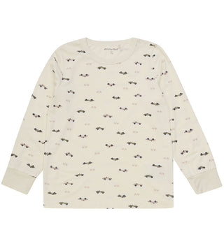 Bambus Langarm Pyjama Set Beige mit Autoprint von Minymo