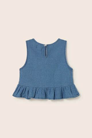 Musselin-Top Blair Denim Blue von Cozmo