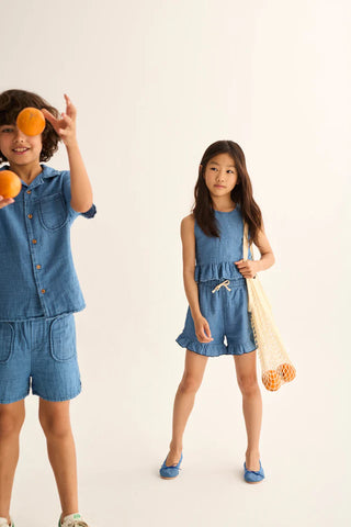 Musselin-Top Blair Denim Blue von Cozmo