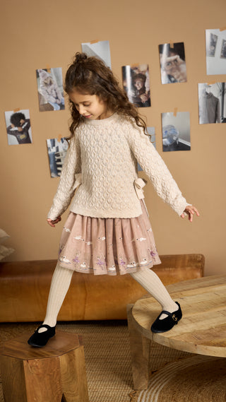 Strickpullover für Kinder Beige mit Schlaufe von Minymo