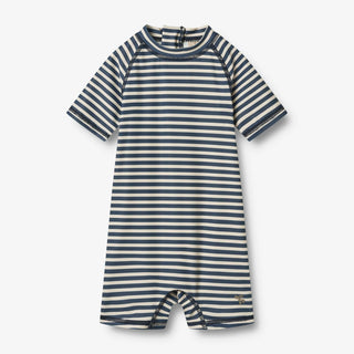 Baby UV Badeanzug Blau-Weiss gestreift von Wheat