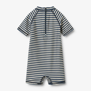 Baby UV Badeanzug Blau-Weiss gestreift von Wheat