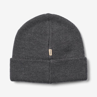 Merinowolle Strickmütze Charcoal Melange von Wheat