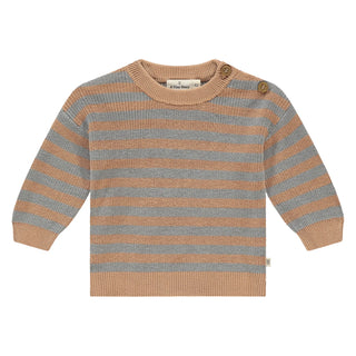 Baby Strickpullover Grau-Braun gestreift von A Tiny Story