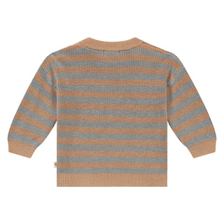 Baby Strickpullover Grau-Braun gestreift von A Tiny Story