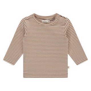Modal Langarm Babyshirt Braun-Weiss gestreift von A Tiny Story