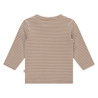 Modal Langarm Babyshirt Braun-Weiss gestreift von A Tiny Story